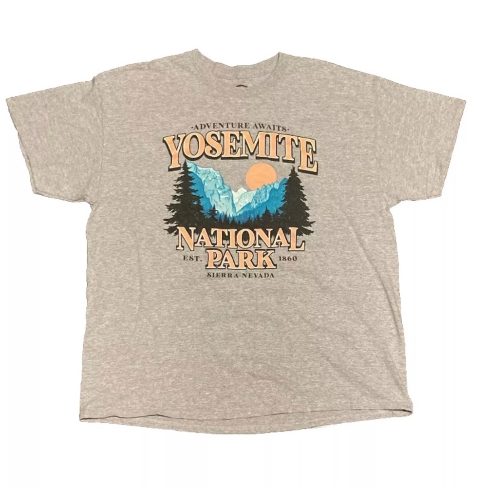 Yosemite National Park Sierra Nevada Souvenir Grey Cotton Blend T-shirt Size XL